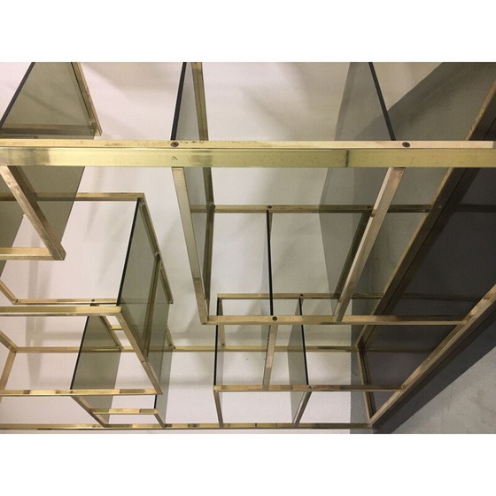 Image 1 of Etagère vintage en laiton et verre par Romeo Rega, Italie 1970