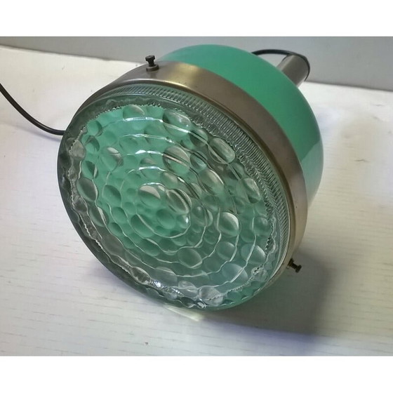 Image 1 of Suspension vintage en verre de Murano blanc et vert pour Vistosi, 1960
