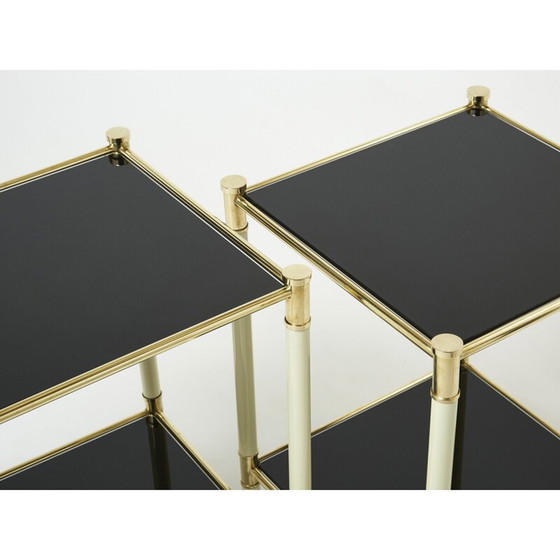 Image 1 of Paire de tables de chevet vintage en laiton et verre par Tommaso Barbi, 1970