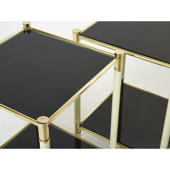 Image 1 of Paire de tables de chevet vintage en laiton et verre par Tommaso Barbi, 1970