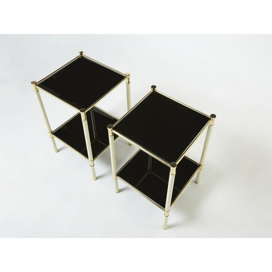 Image 1 of Paire de tables de chevet vintage en laiton et verre par Tommaso Barbi, 1970