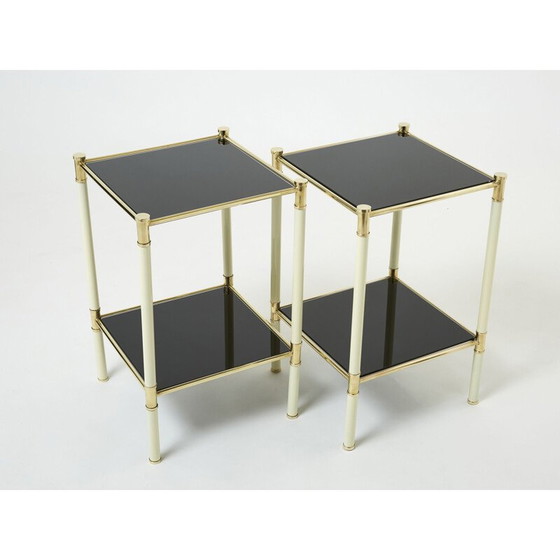Image 1 of Paire de tables de chevet vintage en laiton et verre par Tommaso Barbi, 1970