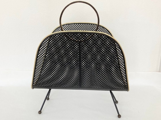 Image 1 of Porte-Revues • Métal Perforé • Laiton • Attribution Mathieu Matégot • 1950