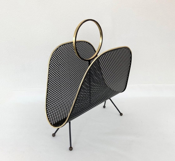 Image 1 of Porte-Revues • Métal Perforé • Laiton • Attribution Mathieu Matégot • 1950