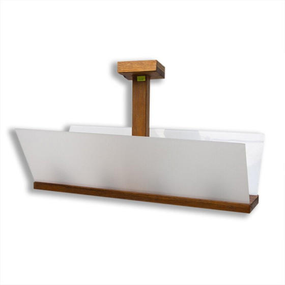 Image 1 of Lampe suspendue vintage en verre et hêtre pour Krásná Jizba, Tchécoslovaquie années 1950