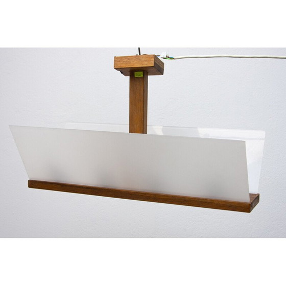 Image 1 of Lampe suspendue vintage en verre et hêtre pour Krásná Jizba, Tchécoslovaquie années 1950