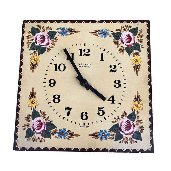 Image 1 of Horloge murale vintage avec cadran en bois, Allemagne 1970