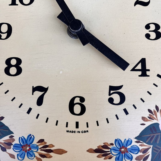 Image 1 of Horloge murale vintage avec cadran en bois, Allemagne 1970