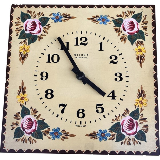 Image 1 of Horloge murale vintage avec cadran en bois, Allemagne 1970
