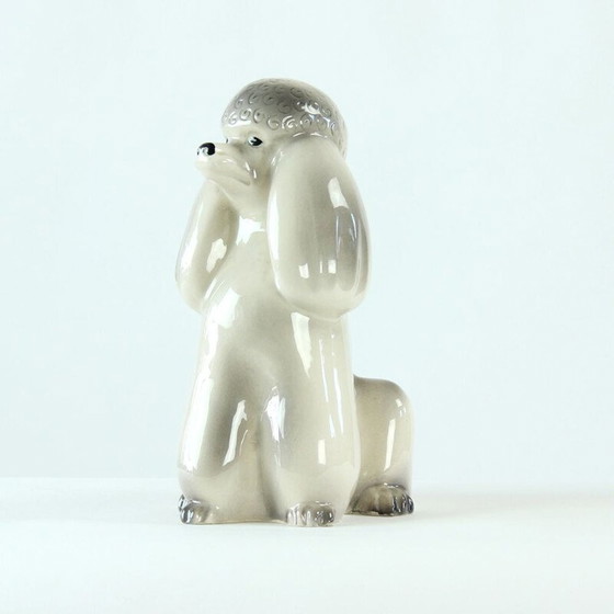 Image 1 of Statue de caniche vintage en porcelaine par Jikohera Tchécoslovaquie années 1960