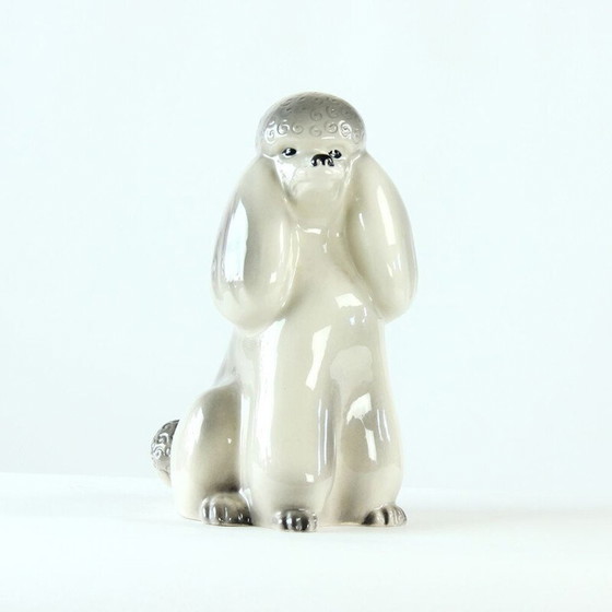 Image 1 of Statue de caniche vintage en porcelaine par Jikohera Tchécoslovaquie années 1960