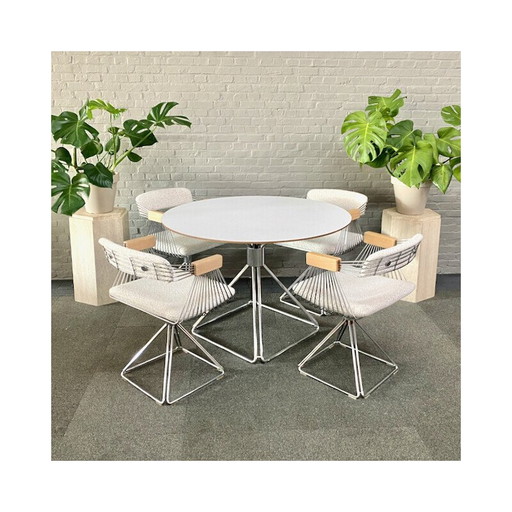 Ensemble de salle à manger vintage "Delta" en aluminium et chrome par Rudi Verelst pour Delta