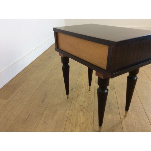 Paire de tables de chevet vintage en acajou et laiton, Italie 1960