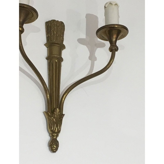 Image 1 of Paire d'appliques vintage en bronze avec carquois et rubans, France 1960