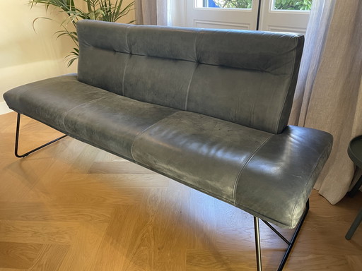 Banc en cuir bleu foncé