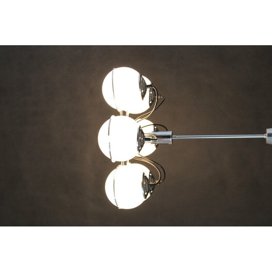 Image 1 of Lustre vintage italien en chrome et verre opalin par Targetti Sankey, 1970
