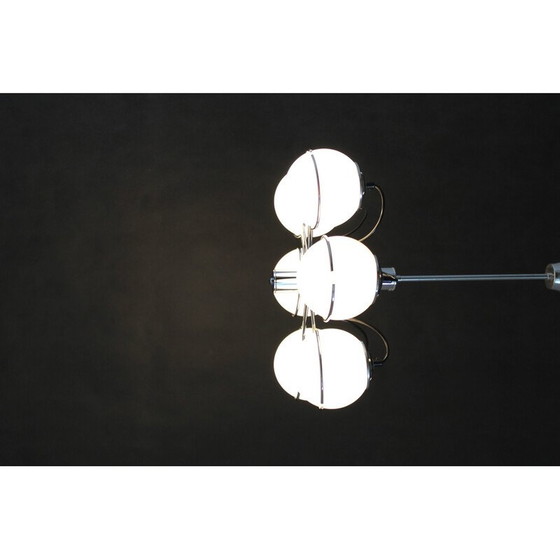 Image 1 of Lustre vintage italien en chrome et verre opalin par Targetti Sankey, 1970