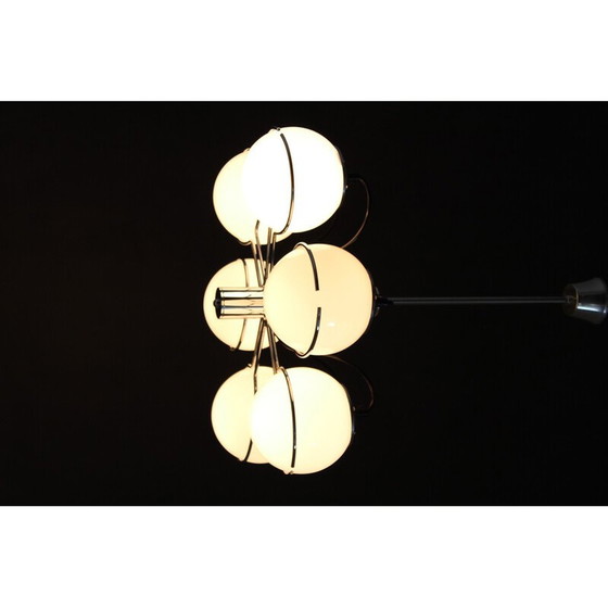 Image 1 of Lustre vintage italien en chrome et verre opalin par Targetti Sankey, 1970