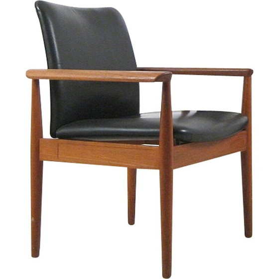 Image 1 of Finn Juhl Model 209 Diplomat Chair en teck et cuir noir par Cado - 1960s