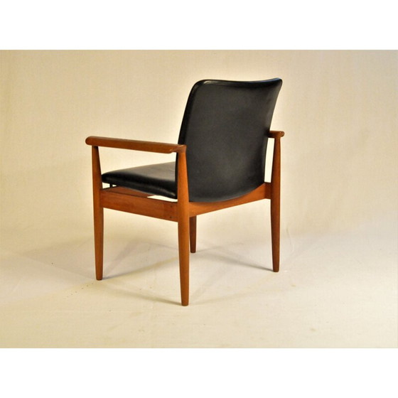 Image 1 of Finn Juhl Model 209 Diplomat Chair en teck et cuir noir par Cado - 1960s