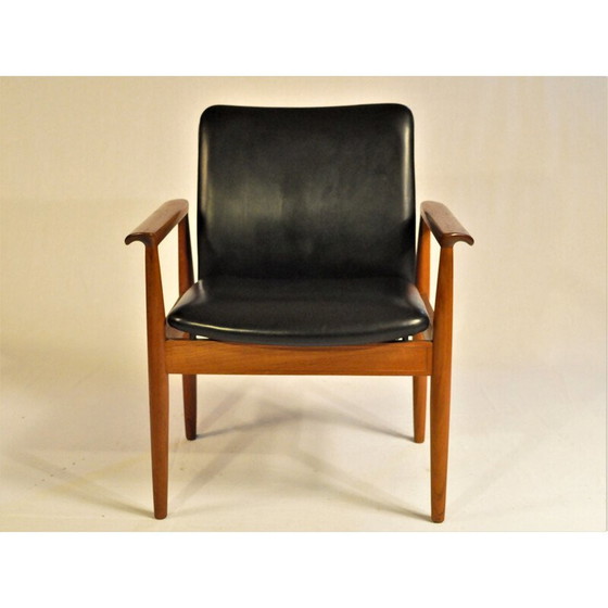Image 1 of Finn Juhl Model 209 Diplomat Chair en teck et cuir noir par Cado - 1960s