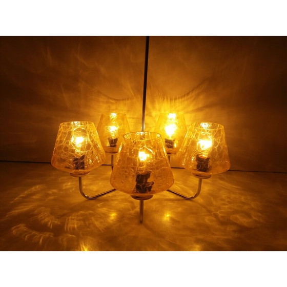 Image 1 of Lustre vintage en métal chromé, Tchécoslovaquie 1965
