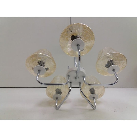Image 1 of Lustre vintage en métal chromé, Tchécoslovaquie 1965