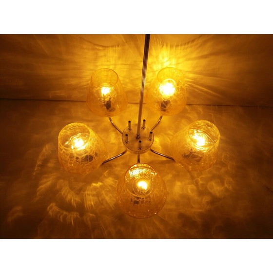 Image 1 of Lustre vintage en métal chromé, Tchécoslovaquie 1965