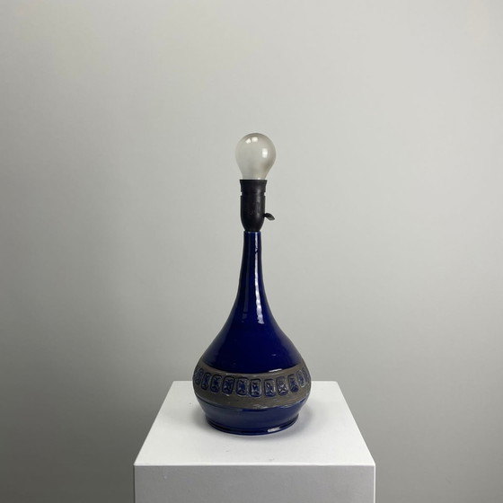Image 1 of Lampe de table danoise en céramique bleue de 1950