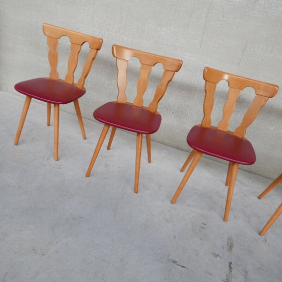 Image 1 of Ensemble de 22 chaises vintage Run café en bois et cuir, Hollande 1970