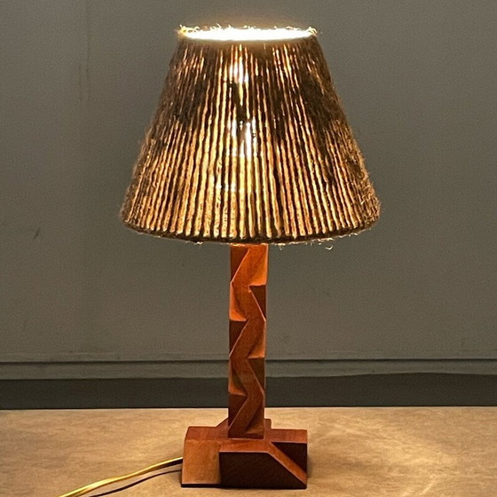 Image 1 of Lampe vintage en bois et corde, 1960