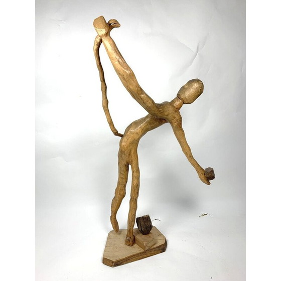 Image 1 of Figurine vintage en bois sculptée à la main, 1960