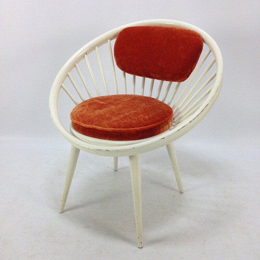 Fauteuil Circle rouge vintage par Antonio Viotto 1960s