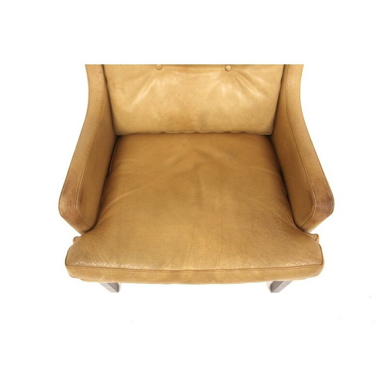 Image 1 of Fauteuil vintage en hêtre et cuir, Suède 1960