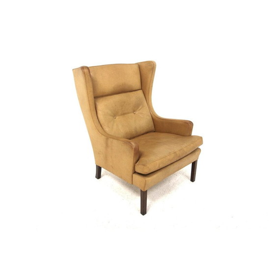 Image 1 of Fauteuil vintage en hêtre et cuir, Suède 1960