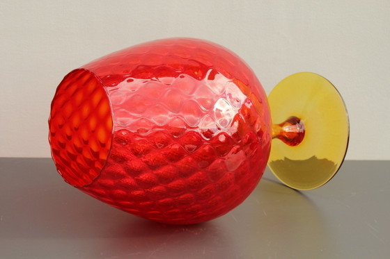 Image 1 of Grand verre rouge rubis, vase Mid Century
