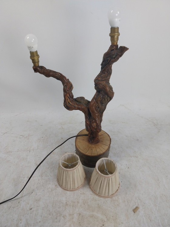 Image 1 of 1 X Lampe de table française brutaliste de Grapevine 1970's