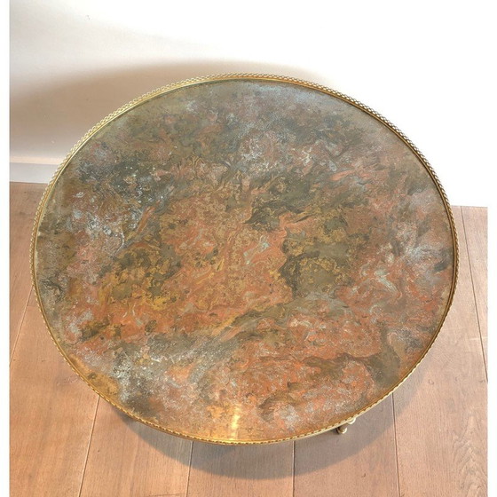 Image 1 of Table basse ronde vintage en laiton de la Maison Ramsay, années 1940
