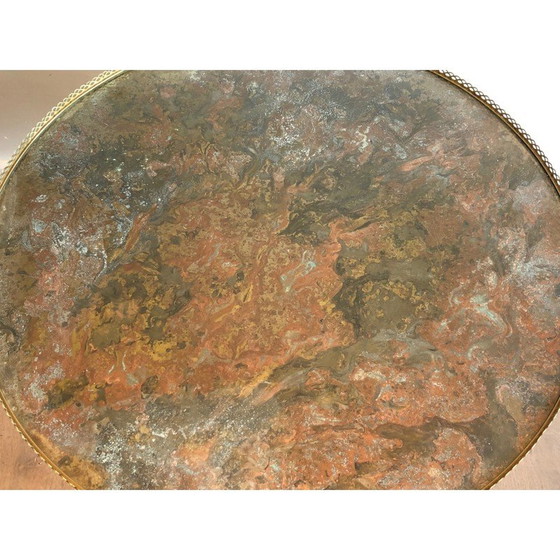 Image 1 of Table basse ronde vintage en laiton de la Maison Ramsay, années 1940