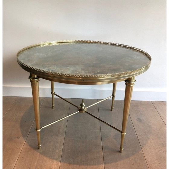 Image 1 of Table basse ronde vintage en laiton de la Maison Ramsay, années 1940
