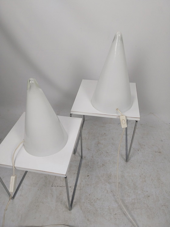 Image 1 of 2 X S.C.E. France Lampe de table Tipi en 2 tailles. 1980'S.