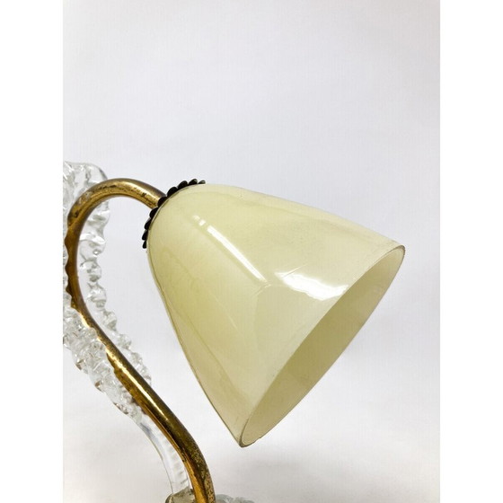 Image 1 of Lampe de table vintage en laiton et verre, 1950