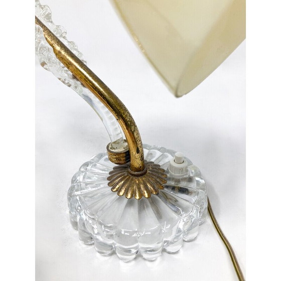 Image 1 of Lampe de table vintage en laiton et verre, 1950