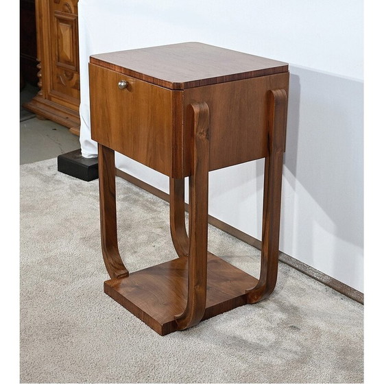 Image 1 of Table d'appoint vintage Art Déco en noyer massif, 1930