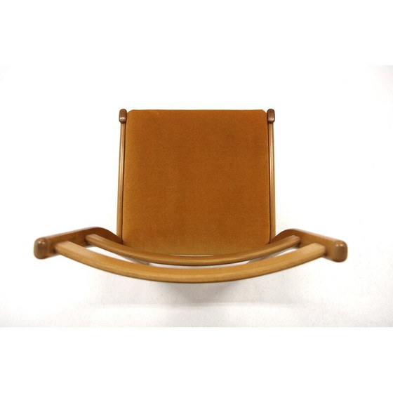 Image 1 of Ensemble de 4 chaises vintage en hêtre et velours, Suède 1960