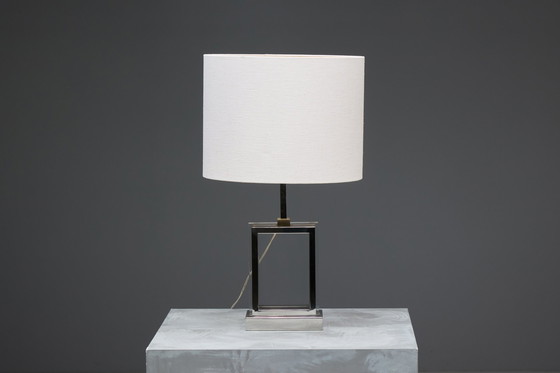 Image 1 of Lampe de table de style régence hollywoodienne avec base en chrome et en plexiglas, France, années 1970