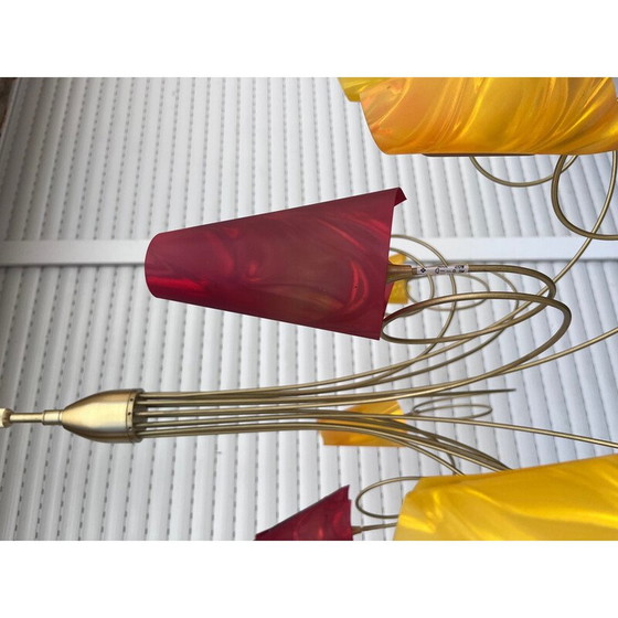 Image 1 of Lampe suspendue vintage en métal doré par Maison le Dauphin, 1990