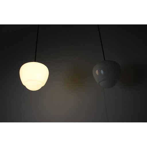 Lampe suspendue vintage en verre et chrome, Tchécoslovaquie, années 1960