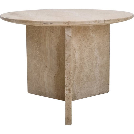 Table basse vintage en travertin, Italie 1980