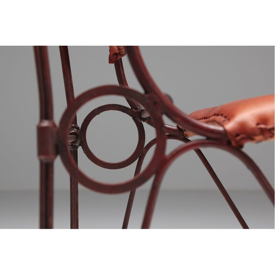 Image 1 of Chaise vintage en cuir cognac et structure en acier, 1950
